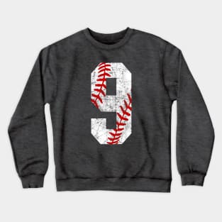 Vintage #9 Baseball Laces Baseball Mom Jersey Love Baseball T-shirt Crewneck Sweatshirt